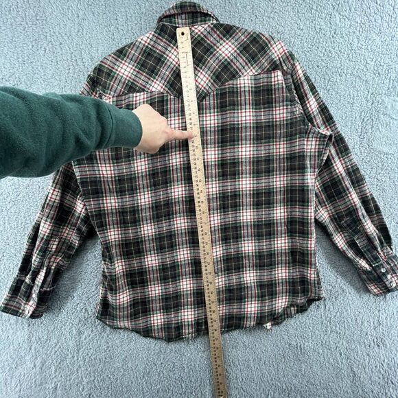Vintage Wrangler Western Pearl Snap Plaid Rodeo Shirt Blouse Size Large - Picture 9 of 12